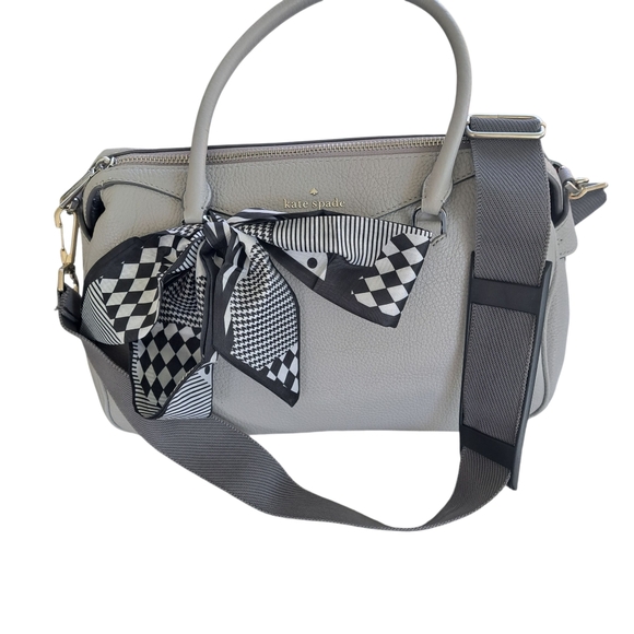 Kate Spade Gray Satchel with Black and White Scarf Like New - Picture 1 of 9